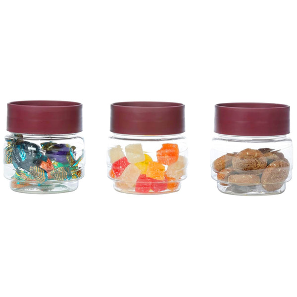 AM2222 Varmora Store N Stack Round Storage Container Set Of 3 Assorted, 500 ml