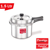 AM2235 Prestige Popular Plus Svachh Virgin Aluminium Gas and Induction Compatible Outer Lid Pressure Cooker, 1.5 L