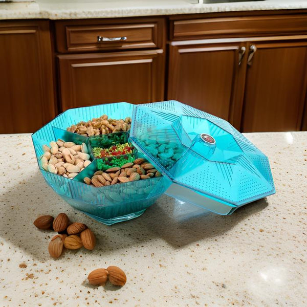 AM2268 Plastic Walnut Dryfruit Box 111 NO. Octagon-Shaped Plastic with 5 Compartments Multi Purpose In Kitchen