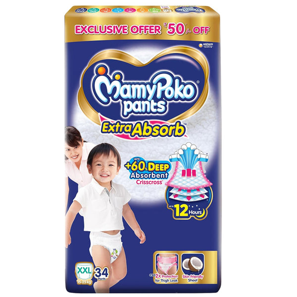 AM2302 MamyPoko Pants Extra Absorb baby Diapers XXL 34 Pants 15-25kg