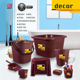 AM2473 Decor Bathroom set 8Pcs Bucket, Mug, Deep Tub, Stool, Dustpan, Soap Case, Toothbrush Holder, Dustbin