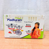 AM3112 Madhuram Prime Quality Silver Handi Stainless Steel 3 Piece