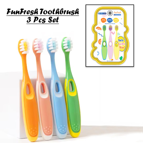 AM3445 FunFresh Toothbrush TB-1110-3FF Cute Soft Bristle Toothbrush 3Set