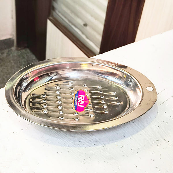 AM3579 Stainless Steel Flat Oval Khamani Pack Of 1 Pcs