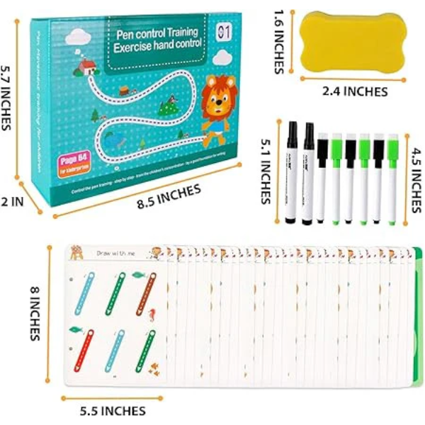 AM5422 Magical Tracing Workbook Set - Reusable Pen and Eraser - Practice Tracing Books for Kids Tracing Workbook Sets (Set of 14 pcs)