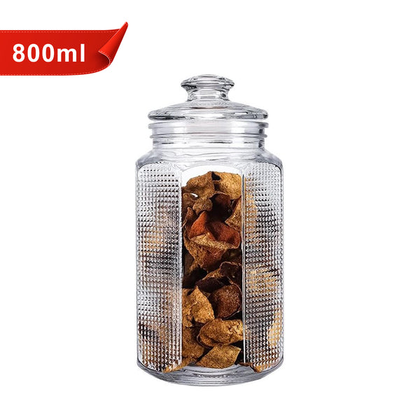 AM5676 CELLO Bloom Storage Glass Jar (800ml) for Cookie Jar, with Air Tight for Kitchen Dried Masala (Pack 1)