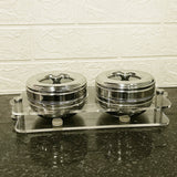 AM6003 Madhuram Stainless Steel Dry Fruit Set – 2 Pcs with Transparent Acrylic Stand
