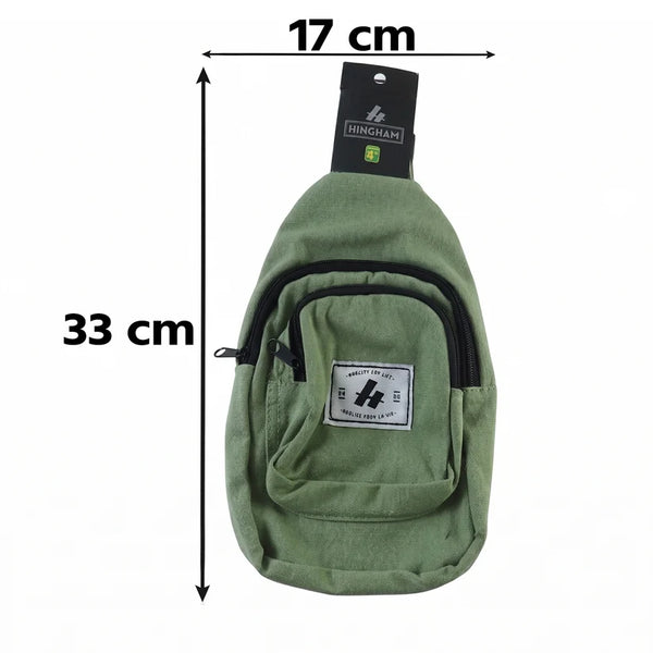 A07105 Multi Pocket Sling Crossbody Bag, Compact Canvas Chest Bag with Strap (1 Pc)