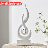 AM6248 White Abstract Flame Sculpture with Clear Crystal Sphere