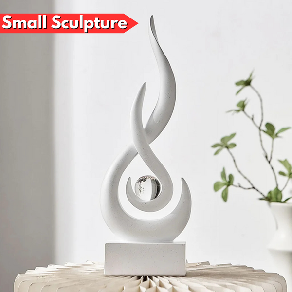 AM6248 White Abstract Flame Sculpture with Clear Crystal Sphere