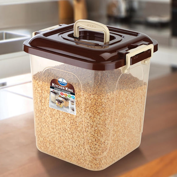 AM5714 JOYO Kitchen King Container 20.5 Ltr (Pack of 1) Large Rectangular Plastic Container Multipurpose Stackable Storage Box with Lid & Handle