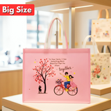 AM6281 Big Love Theme Pink Jute Bag - Reusable Shopping & Gift Carry Bag