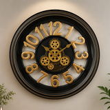 A06891 Wood & Metal Classic Steel Finish Round Wall Clock