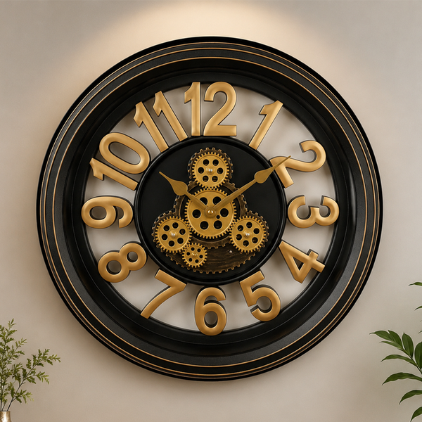 A06891 Wood & Metal Classic Steel Finish Round Wall Clock