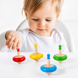 A07122 Colorful Wooden Spinning Top Toys -(4-Pack)