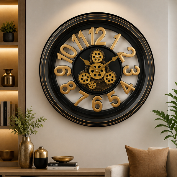A06891 Wood & Metal Classic Steel Finish Round Wall Clock
