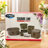 A07032 Plastic Square Line Bathroom Accessory Set (Pack Of 6pc)
