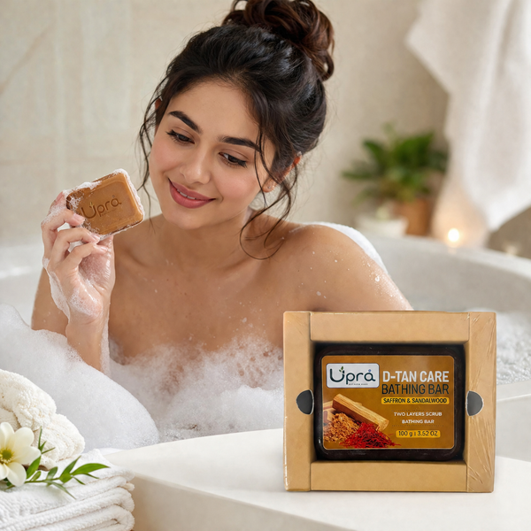 A06648 Upra Handmade D-Tan Care Bathing Soap – Saffron & Sandalwood (100g)