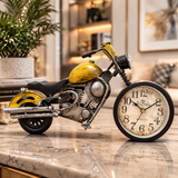 TM0113 Vintage Cruiser Motorcycle Table Clock – Retro Industrial Metal Bike Desk Ornament - Pack Of 1