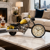 TM0113 Vintage Cruiser Motorcycle Table Clock – Retro Industrial Metal Bike Desk Ornament - Pack Of 1
