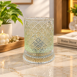 A07987 300ml Rotating Whiskey Glass - Diamond Cut Spinning Tumbler with Base Stand