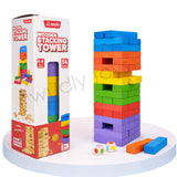 A07142 Wudly Wooden Color Block Stacking Tower Game with Dice for Kids and Family