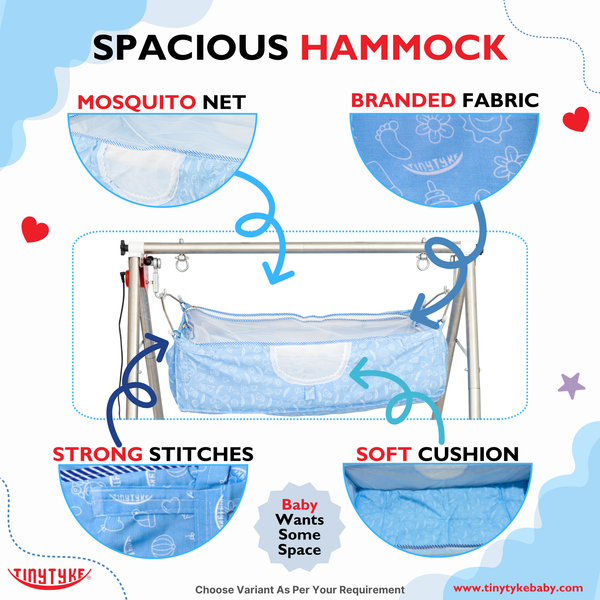 AM6460 TinyTyke- Automatic Baby Cradle Round Pipe - Fully Foldable (A-2R)