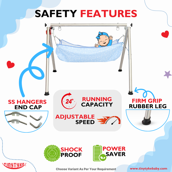 AM6460 TinyTyke- Automatic Baby Cradle Round Pipe - Fully Foldable (A-2R)
