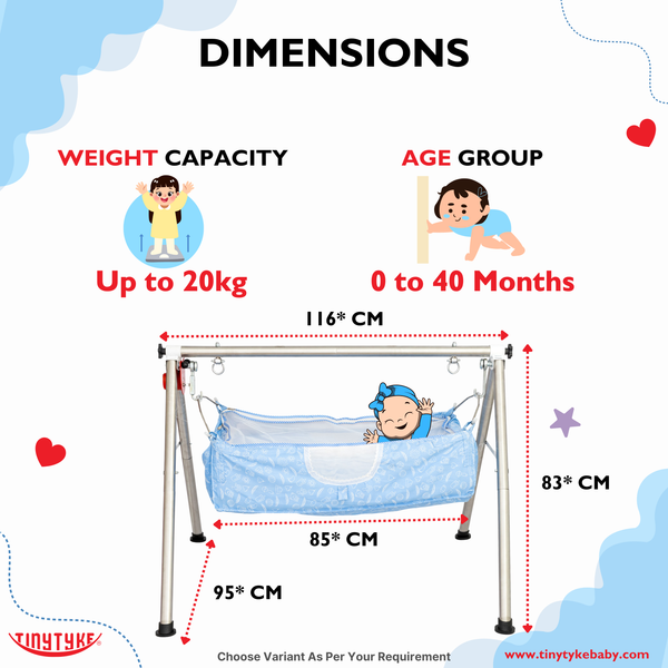 AM6460 TinyTyke- Automatic Baby Cradle Round Pipe - Fully Foldable (A-2R)