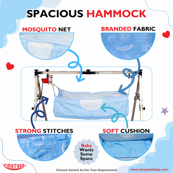 AM6458 TinyTyke- Automatic Baby Cradle Square Pipe - Fully Foldable (A-2S)