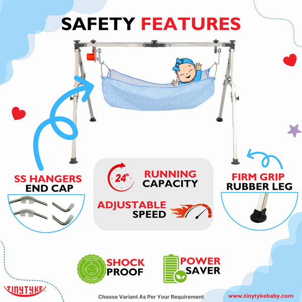 AM6458 TinyTyke- Automatic Baby Cradle Square Pipe - Fully Foldable (A-2S)