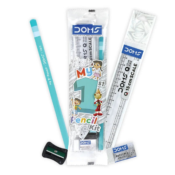 AM6773 DOMS My First Pencil Kit | 1 Pencil, 1 Eraser, 1 Scale, 1 Sharpener