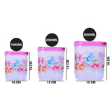 3933 Airtight Flower Printed Kitchen Storage Container - Transparent (Multicolor) Set of 3pcs (6000 x 8000 x 11000 ml)