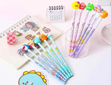 AM2970 Super Cute Cartoon Animals Eraser Pencil Set PS-2315-SC-6 Standard Bright Pencil Set, Pencil 6 Pcs, Eraser 6 Pcs