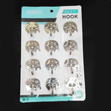 AM2169 Best Hook Elephant Shape 12Pcs Steel Silver Hooks for Wall Hanging, Kitchen, Bathroom