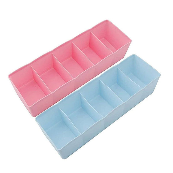 0235 5-Compartments Socks/Handkerchief/Underwear Storage Box Socks Drawer Closet Organizer Storage Boxes (pack of 2)