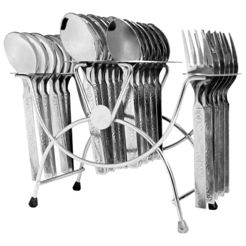 AM2338 Lion Stainless Steel Fraganance Cutlery Stand Spoon Stand Cutlery Rack Fork Spoon 24 Pcs