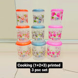 AM0948 Cooking Flower printed design containers (1+2+3) 3pcs set Printed