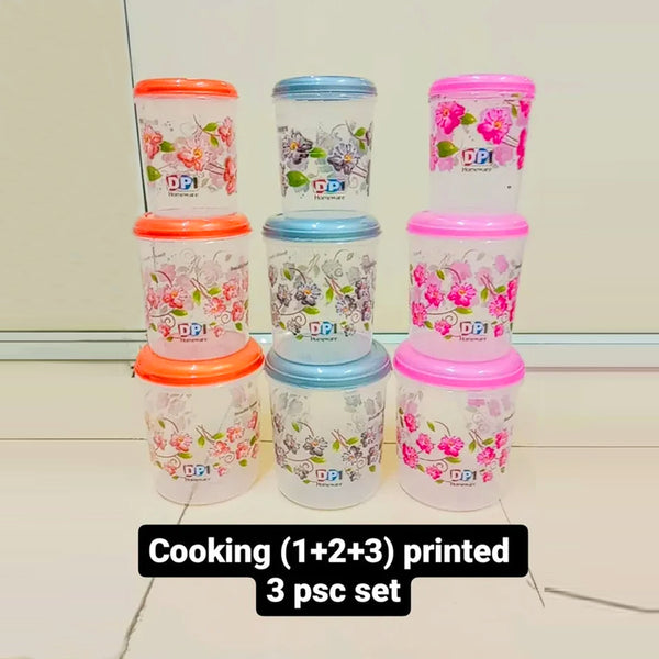 AM0948 Cooking Flower printed design containers (1+2+3) 3pcs set Printed