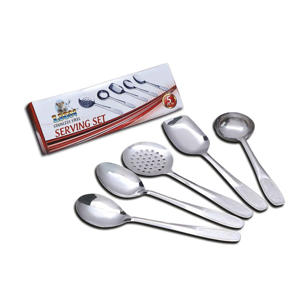 AM2341 Lion Red Rose Stainless Steel Handel Utensils Spoons Serving Cooking Tool Set 5 Pcs