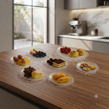 A07949 Shine Max Clear Glass Snack Set - 7 Pieces (6 Small Quarter Plates + 1 Large Serving Plate)