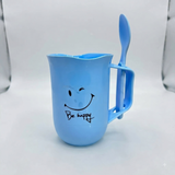 A06993 Be Happy Plastic Funsip Mug with Matching Spoon (Multicolour)