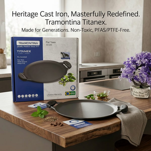 AM7406 Tramontina TITANEX Pre-seasoned Cast Iron Twin Handle Tawa - 30 cm