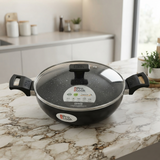 A07957 Milton ProCook Granito Non-Stick Induction Kadhai with Glass Lid (26 cm)