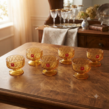 A07938 Shine Max Golden Amber Glass Ice Cream & Dessert Bowl Set (Pack of 6)