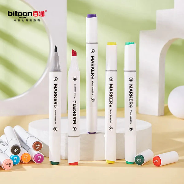 AM2462 Plastic Bitoon Twin Brush Marker BT987 Paint Markers Easy 12pcs Multicolours