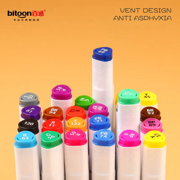 AM2462 Plastic Bitoon Twin Brush Marker BT987 Paint Markers Easy 12pcs Multicolours