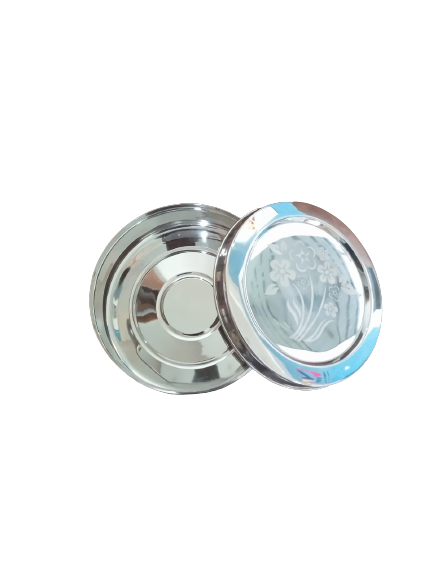 AM2963 Madhuram Prime Quality Mira Dabba No.1 7.7X16 mm Stainless Steel Flower Design Mirror Finish Dabba Set of 1