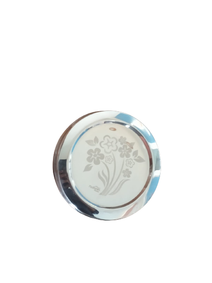 AM2963 Madhuram Prime Quality Mira Dabba No.1 7.7X16 mm Stainless Steel Flower Design Mirror Finish Dabba Set of 1