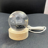 AM5356 3D Saturn Crystal Ball Night Light for Kids With Wooden Base - Fantasy Decoration LED Galaxy Planet Nightlight for Bedroom Decor